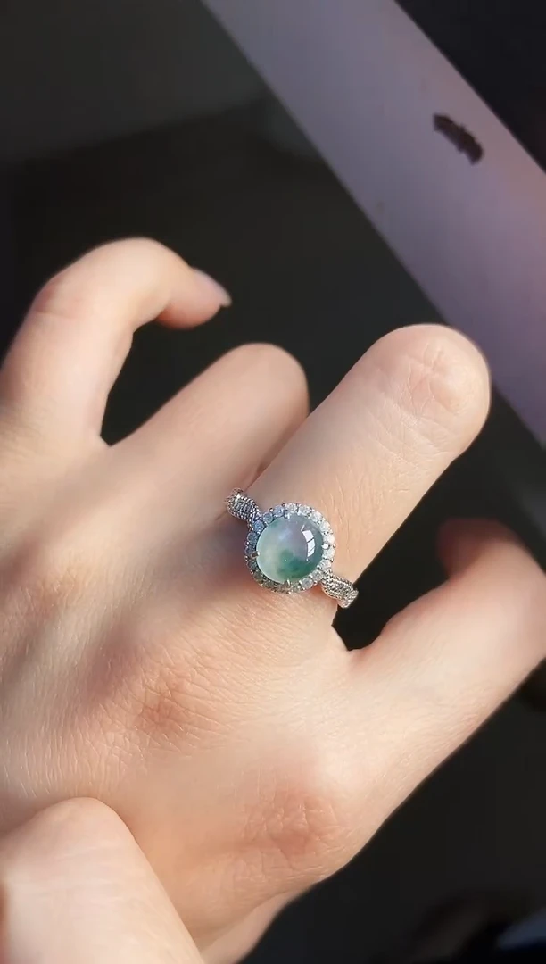 银S925镶嵌戒指翡翠12