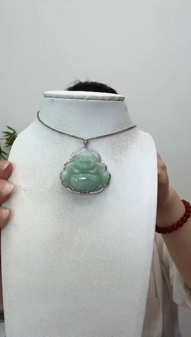 翡翠银S925镶嵌吊坠(赠链)佛公
