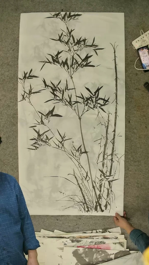 国画四尺整张  墨竹