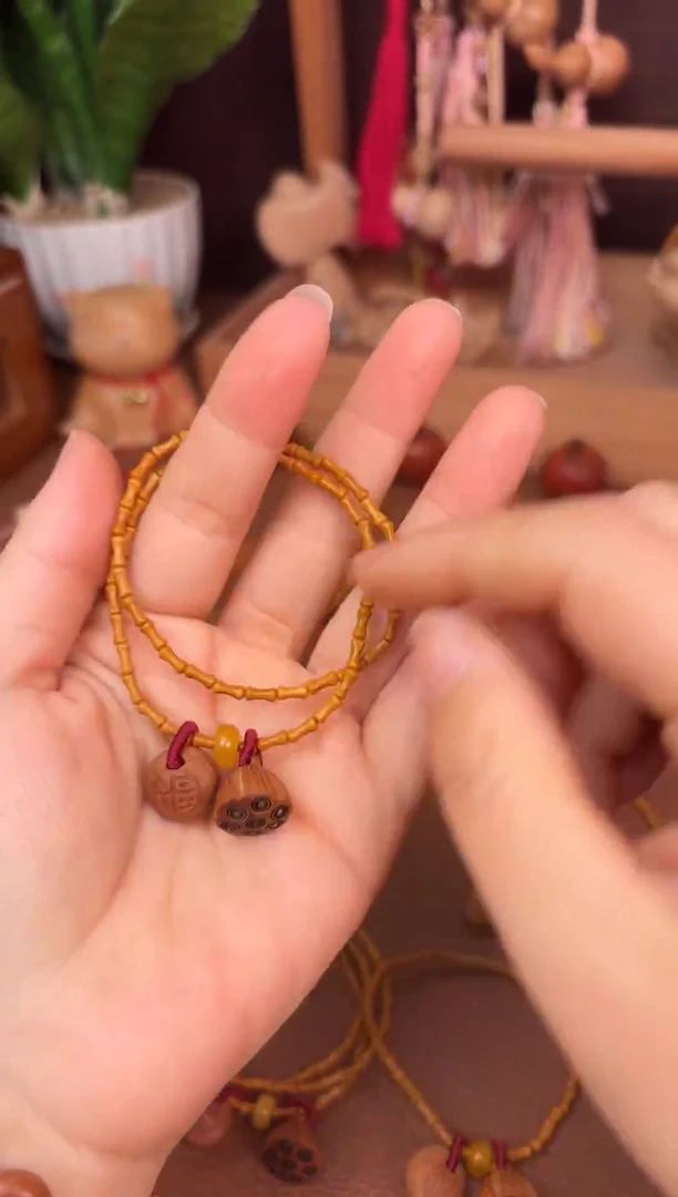 手串桃核双圈好运莲莲竹节跑环