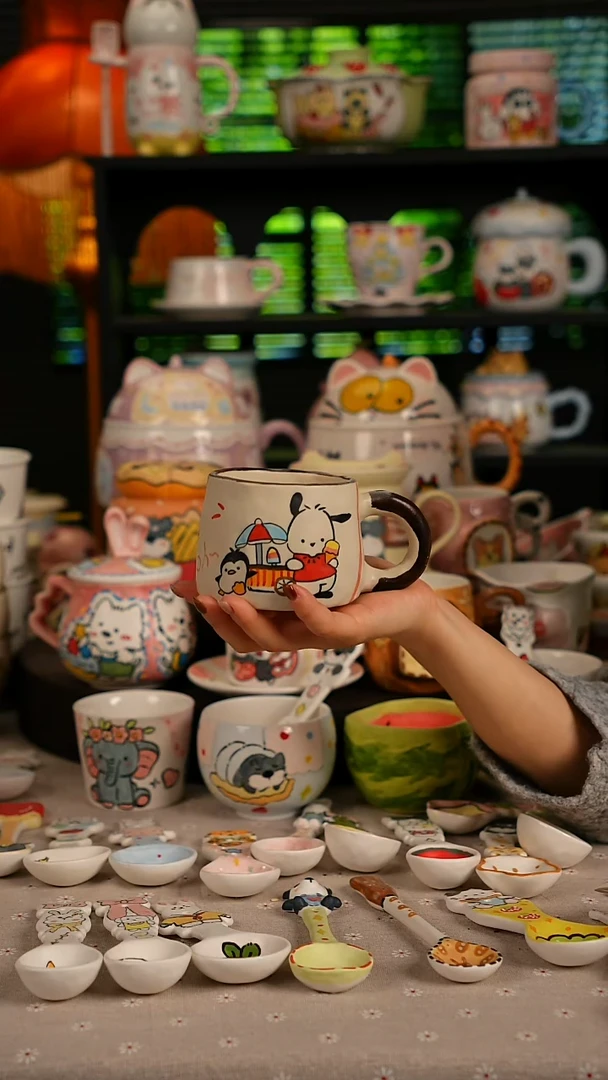 陶瓷无盖款景德镇高温釉下彩纯手绘创意瓷