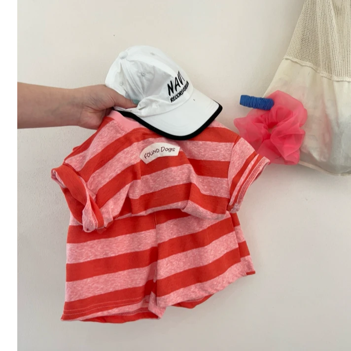 夏款棉麻洋气小童套装薄款夏季休闲中性时尚条纹套装