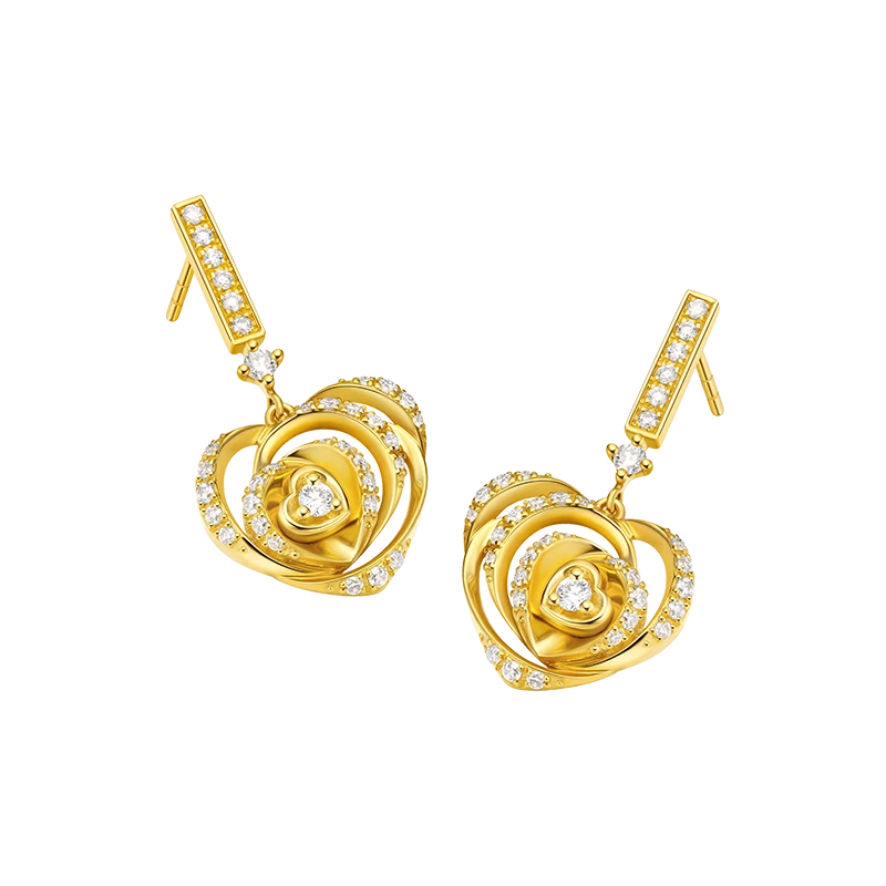 【DR黄金】ROSE HEART系列 挚爱 耳饰 ES0194足金结婚周年