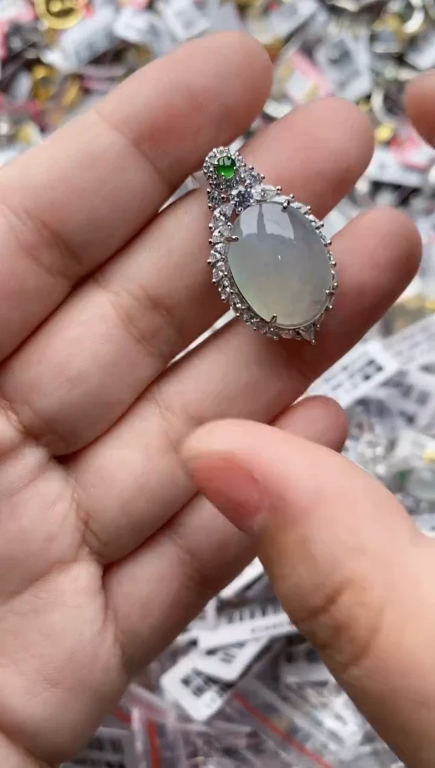 【闪购商品】翡翠戒指银S925镶嵌55555---7