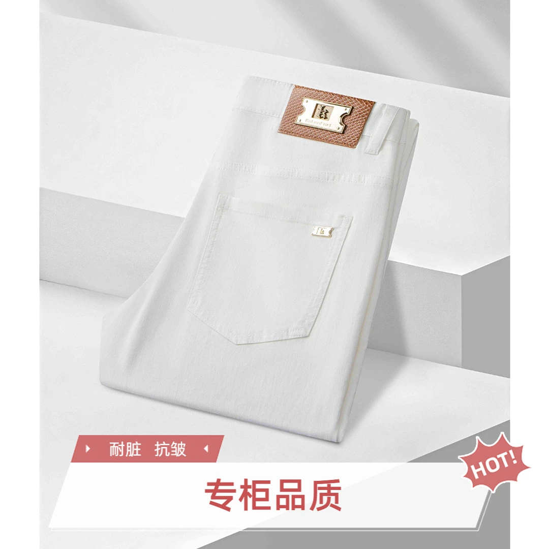 秋季厚款男士黑色轻奢潮流牛仔裤弹力九分裤微弹男生百搭牛仔裤