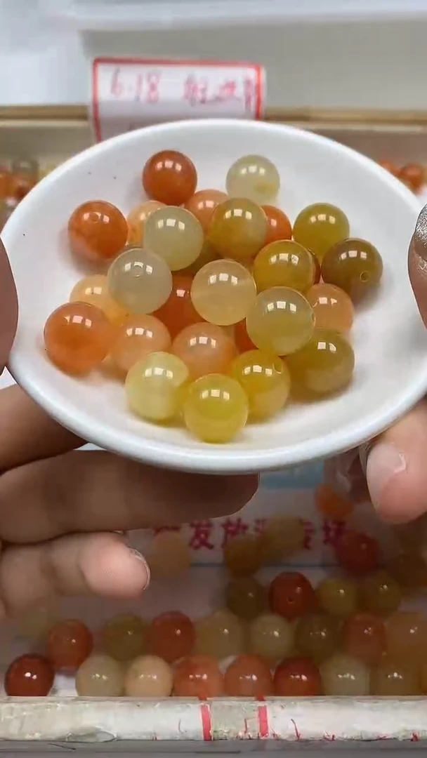 石英质玉散珠未镶嵌B412三彩金丝玉12mm6个8.8元