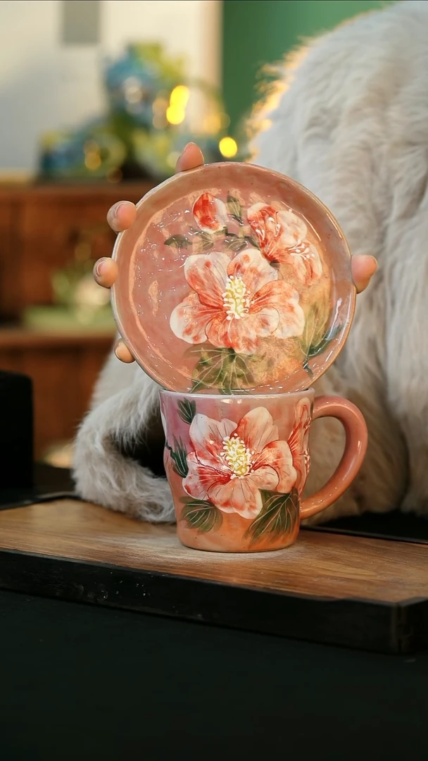 【闪购商品】杯手绘心瓷陶瓷浮力