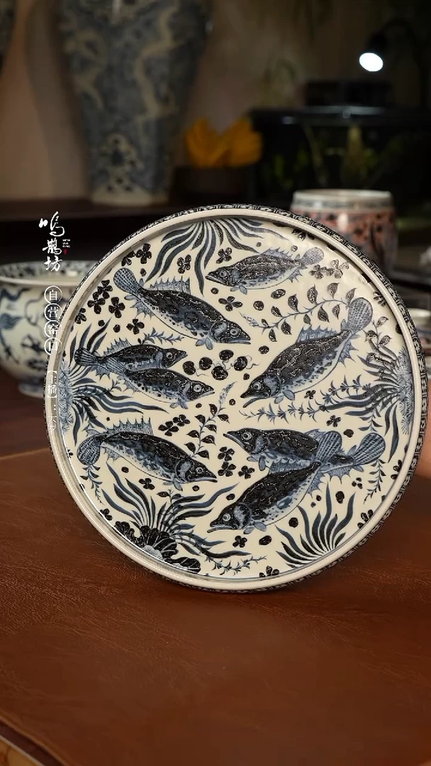 宋****技鸣鹊坊元青花鳜鱼壶承