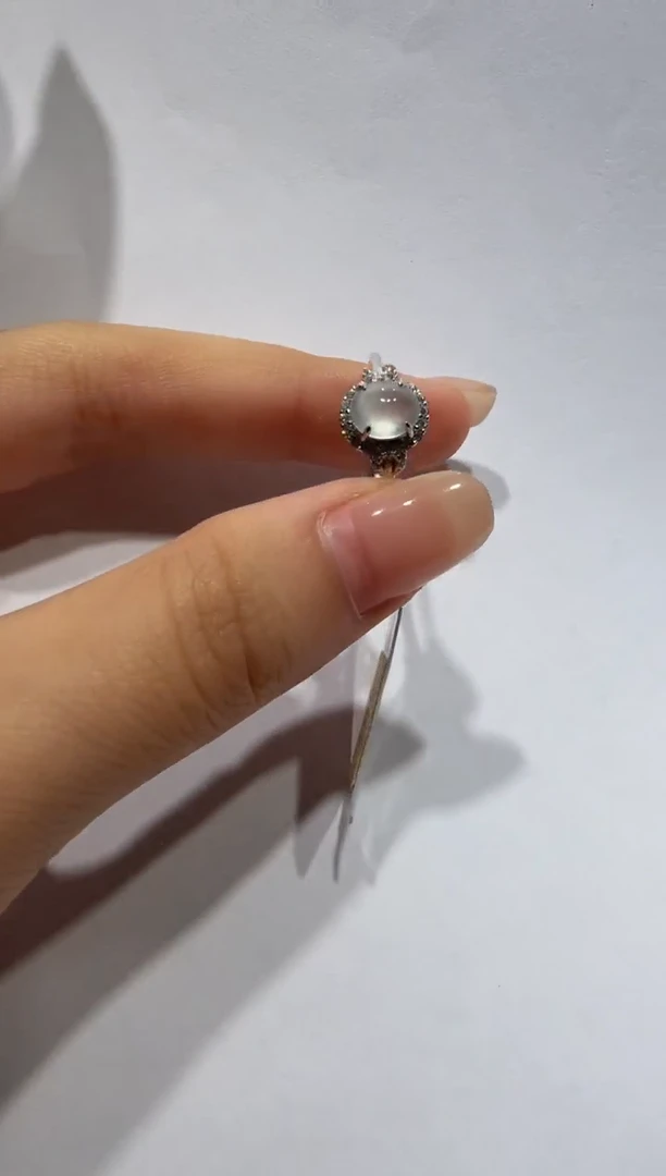 银S925镶嵌戒指翡翠缅甸A货翡翠戒指