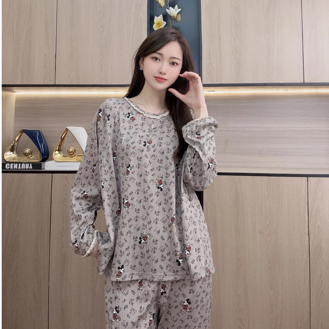 网红米奇女款睡衣女春夏季长袖轻奢甜美可爱舒适可外穿套装家居服