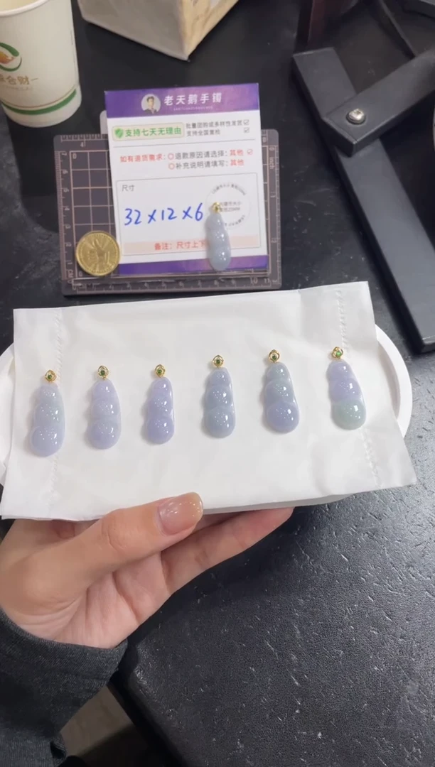 18K金镶嵌挂件翡翠豆子F12配绳/多样性发其一CP