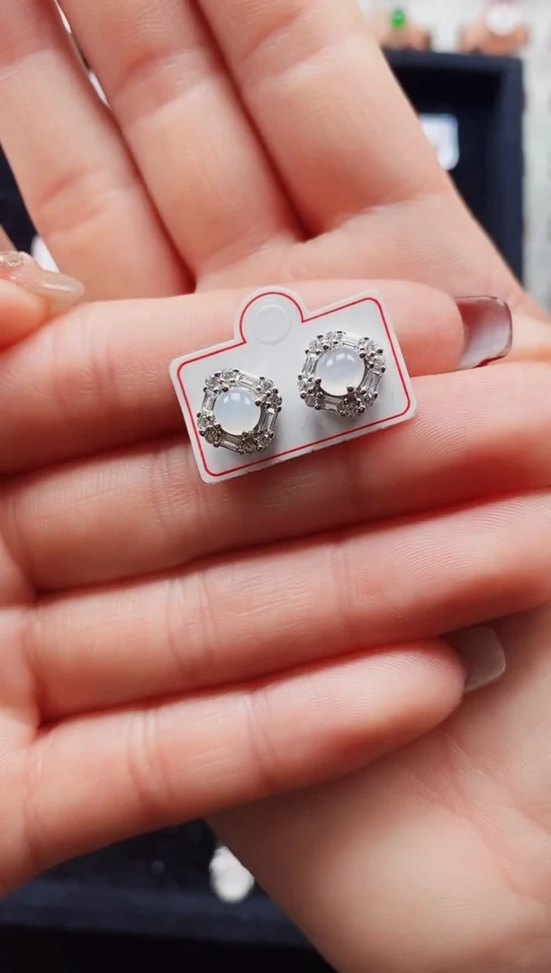 【闪购商品】翡翠戒指银S925镶嵌天然翡翠耳饰