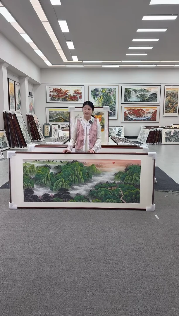 国画手绘 219*88 旭日东升