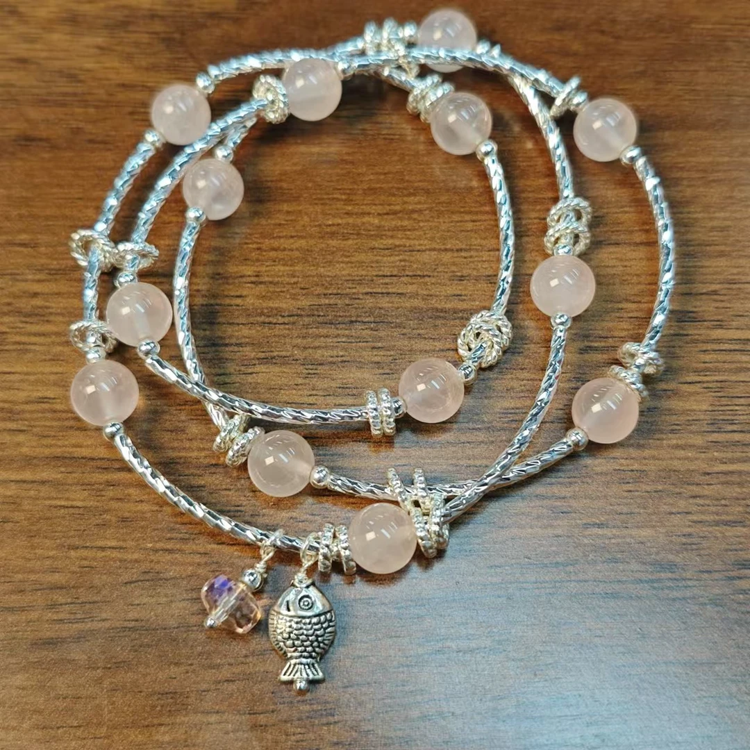 DL0160粉水晶三圈设计手链