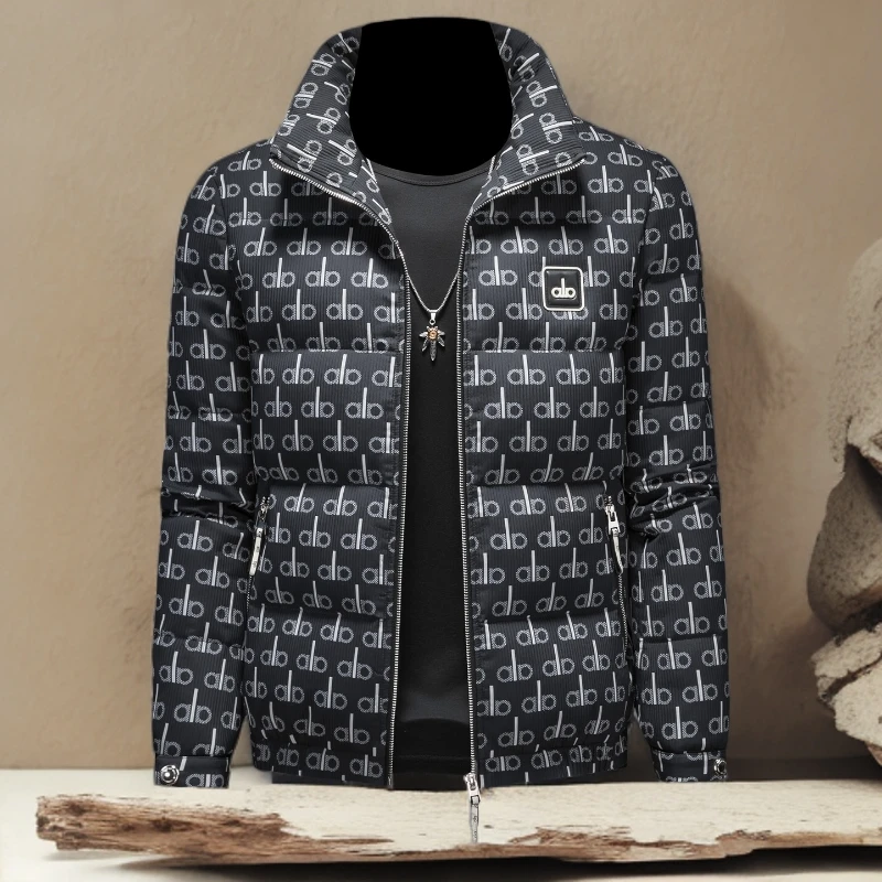 诺顿雷斯男冬季印花羽绒衣欧洲站短款潮牌时尚轻奢白鸭绒羽绒外套