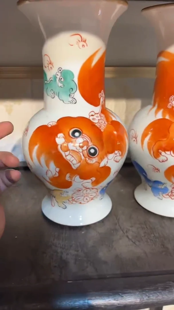 摆件瓷摆件瓷摆件狮子花菇