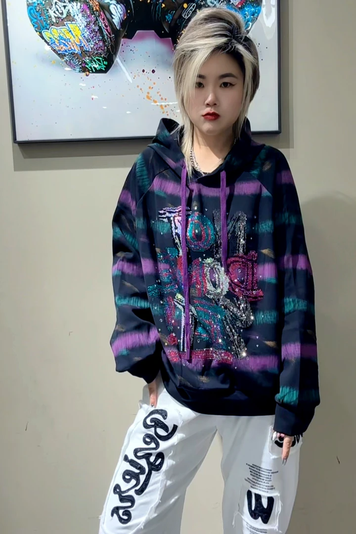 潮牌春款女装显瘦百搭洋气连帽卫衣大码宽松大版卫衣