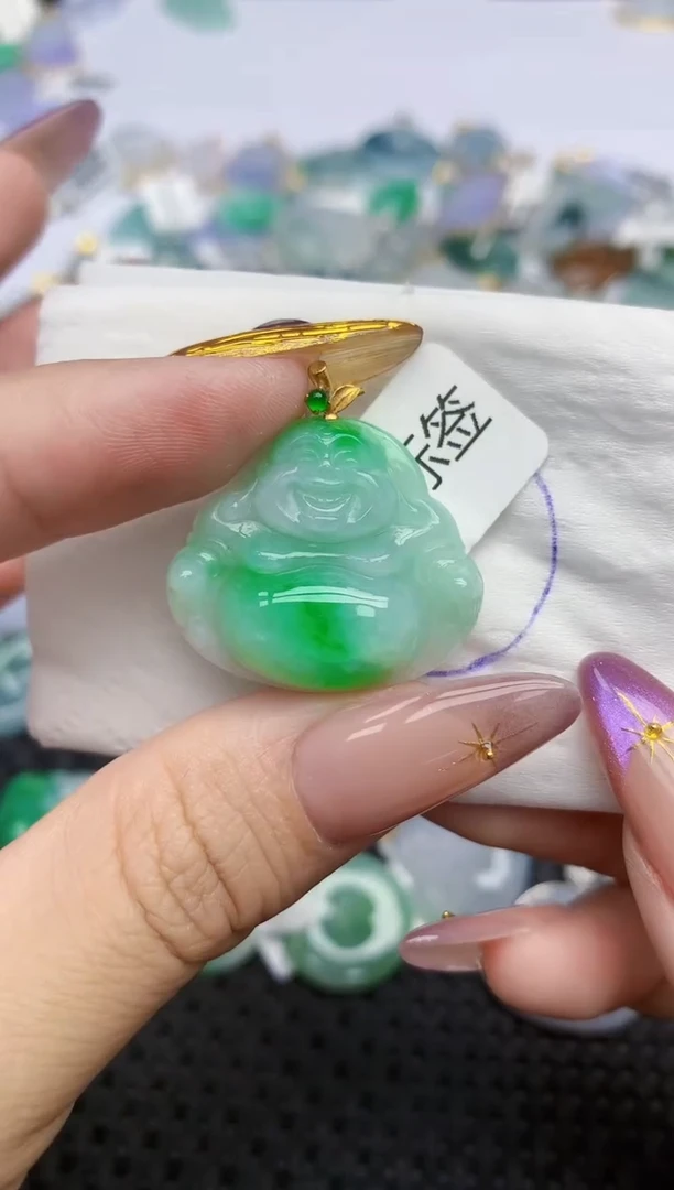 翡翠18K金镶嵌颈饰243   天然翡翠A货