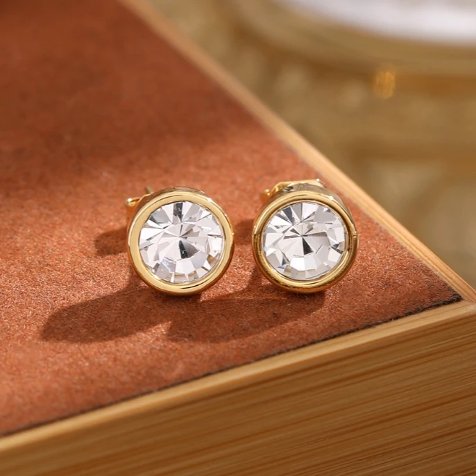 铜合金锆石耳饰 MIRA爆闪莱茵 施家同款 一克拉莫桑钻镶嵌0331