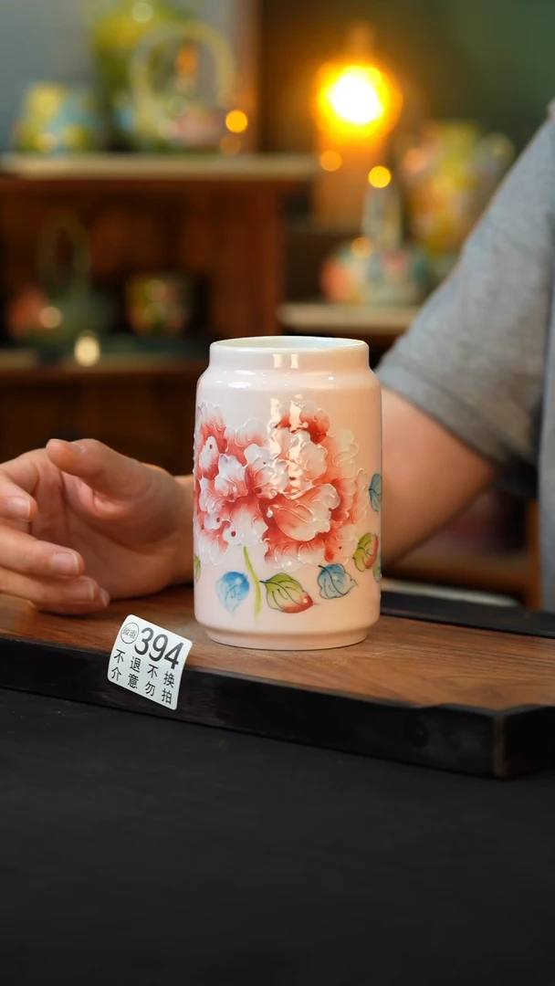 杯手绘心瓷陶瓷浮力微瑕介意勿拍