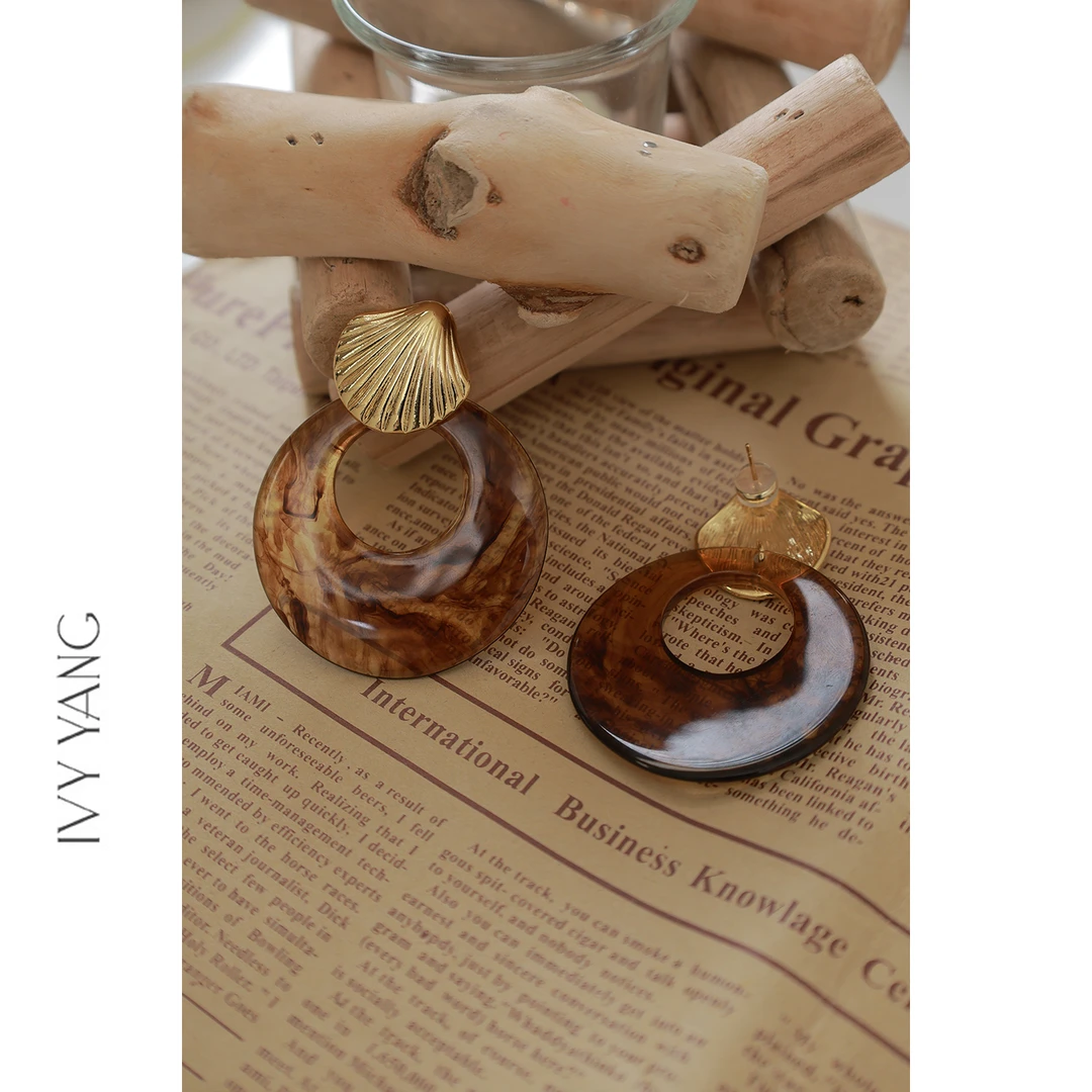 合金琉璃耳饰 IVY YANG金属风镂空滴釉圈圈耳环