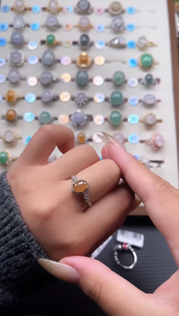 【闪购商品】翡翠戒指银S925镶嵌天然A货翡翠戒指