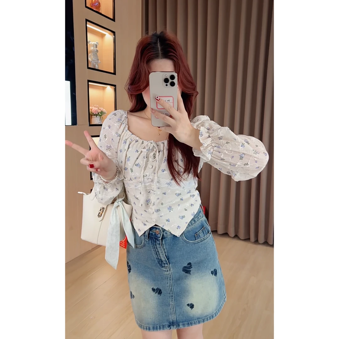 桃子微胖~ 【柚茶之约】大码女装收腰显瘦韩版半身裙+上衣MQ145