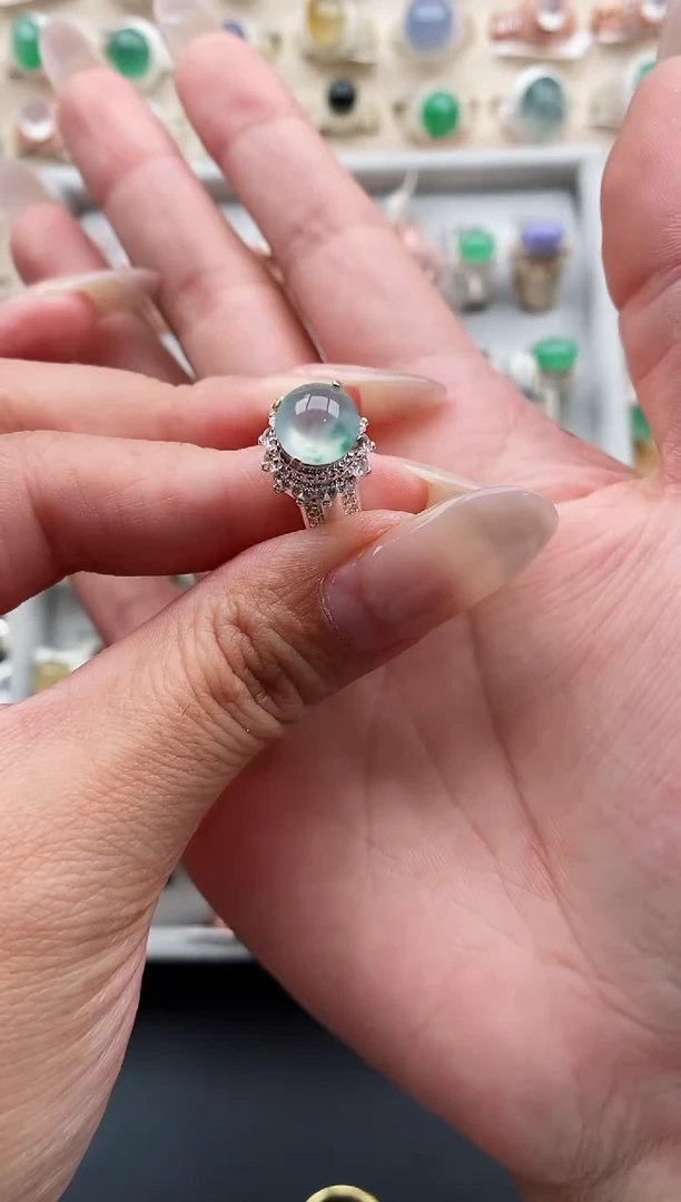 未镶嵌戒指翡翠芝****圆缅甸天然A货翡翠22  3-2