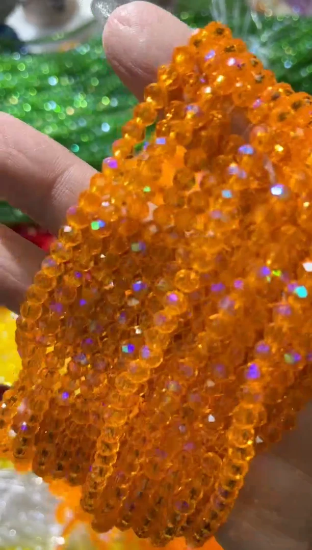 玻璃2869卡4水晶扁10条微光彩爱玛橙