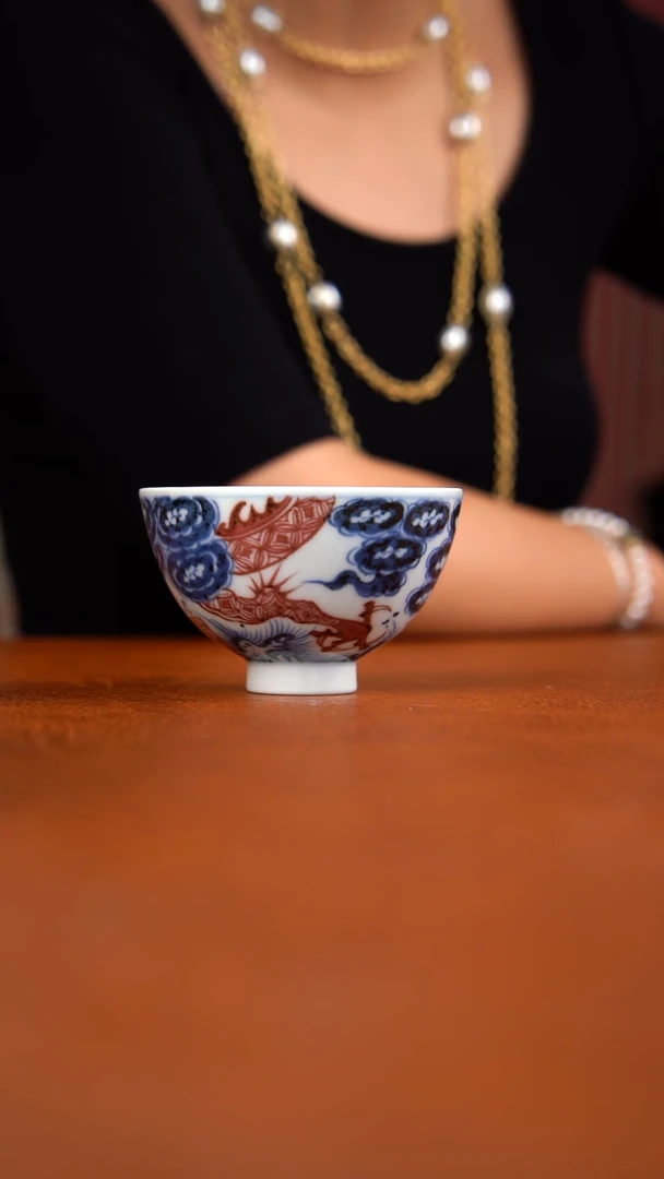 杯子空古洪武釉里红