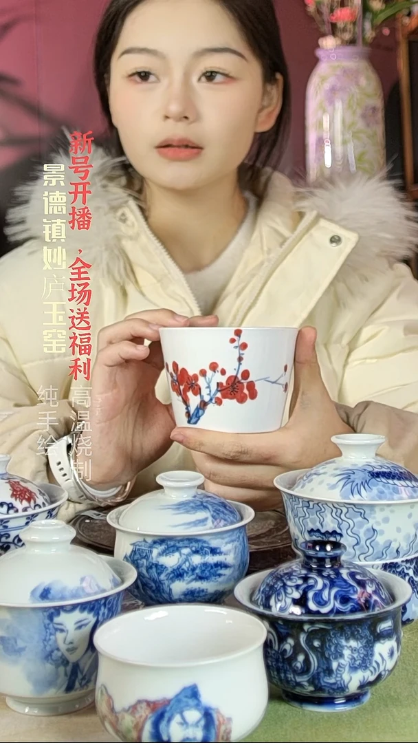 盘陶妙庐玉窑冰桶杯微瑕