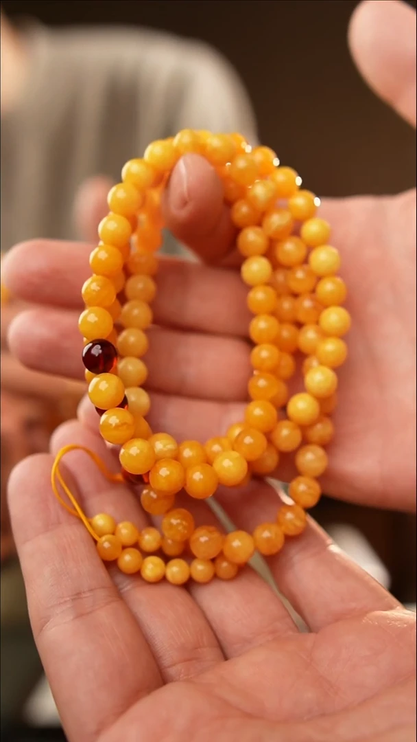 琥珀颈饰未镶嵌7+蜜蜡108
