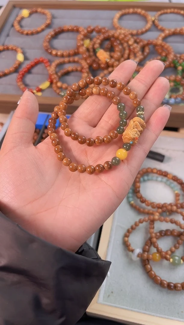 【闪购商品】库克手串未镶嵌库克双圈扎基蜜蜡