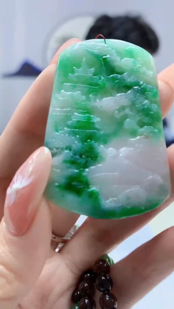 【闪购商品】定制翡翠未镶嵌4688DD-毛货山水赠珠链97