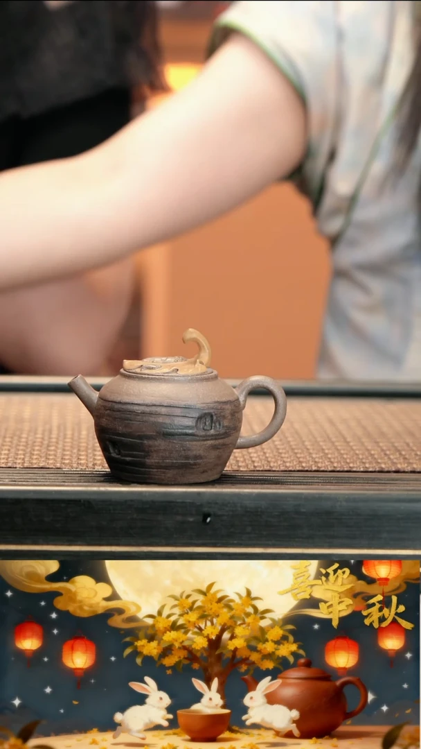 WXT61鲨皮青问佛壶黑墩头粉浆