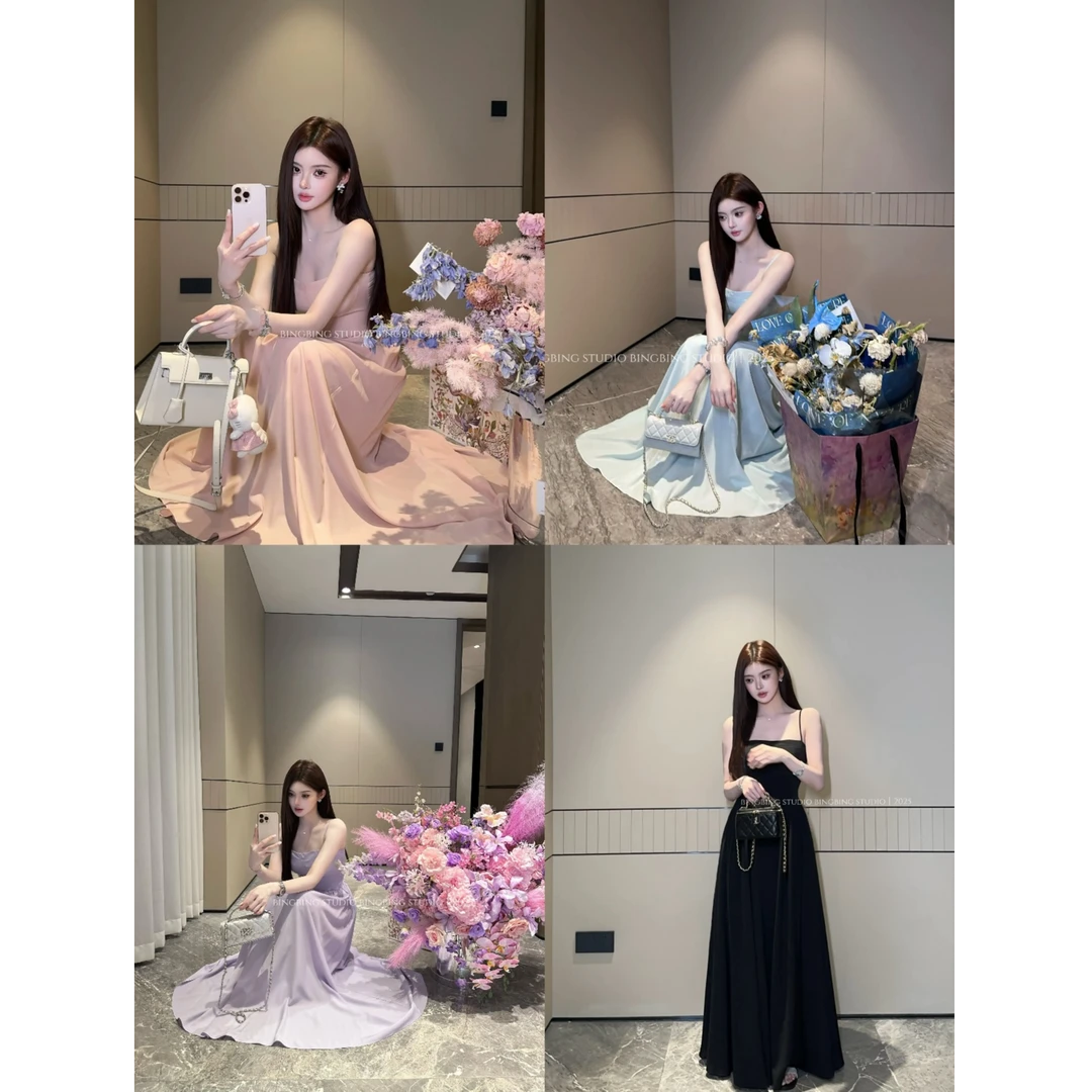 白羊「首尔恋人」时尚气质百搭天丝连衣裙预BBC5LYQ2592