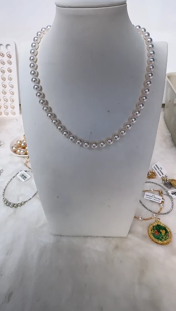 淡水珍珠银S925镶嵌颈饰项链