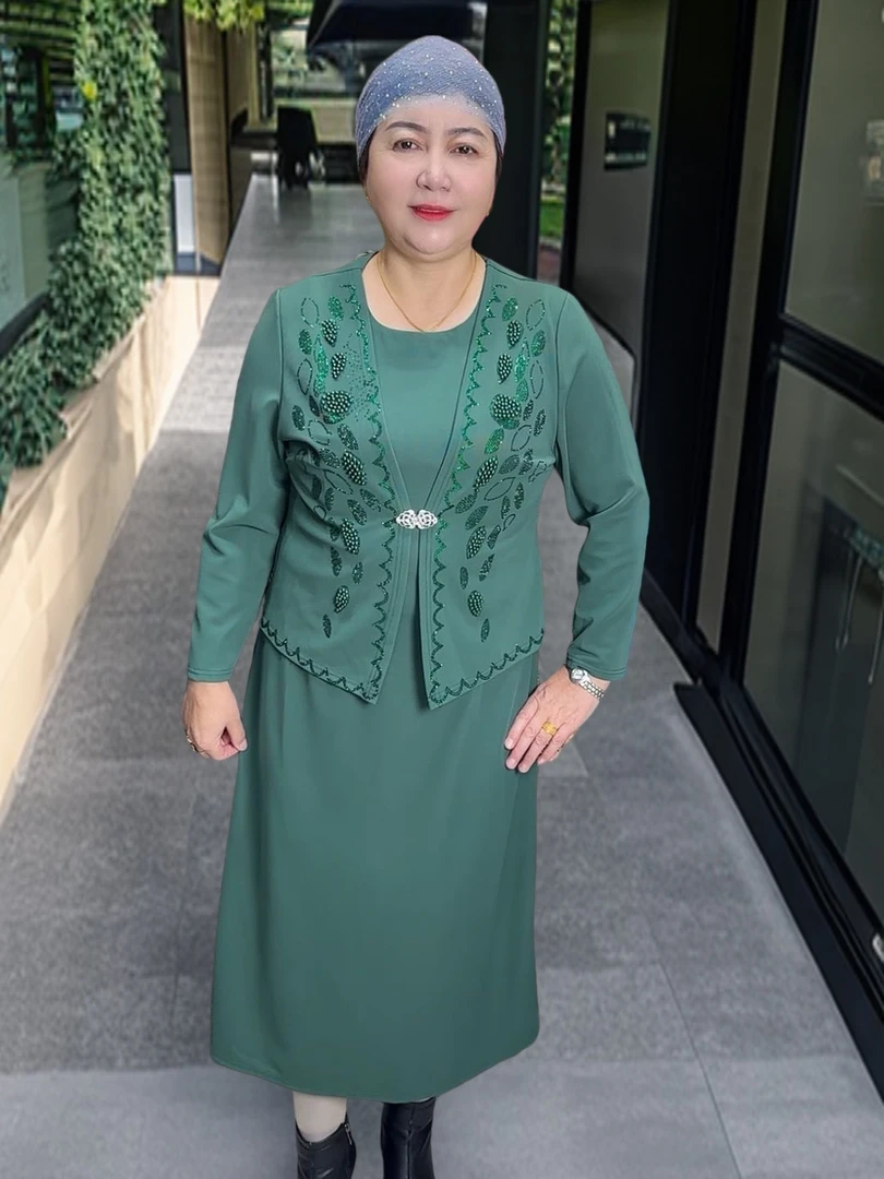 【新疆包邮】婚宴气质妈妈装时尚两件套高档连衣裙婆婆礼服