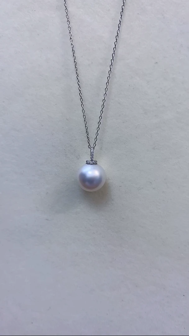 海水珍珠18K金镶嵌吊坠(赠链)海水澳白12-13mm