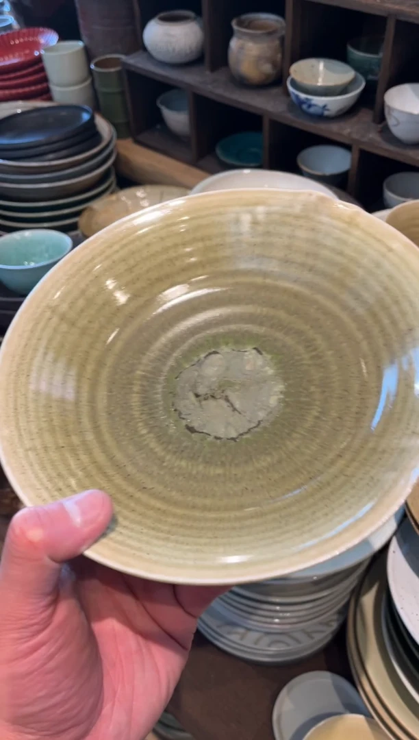 【闪购商品】瓷片981  灰绿釉手工盘1个