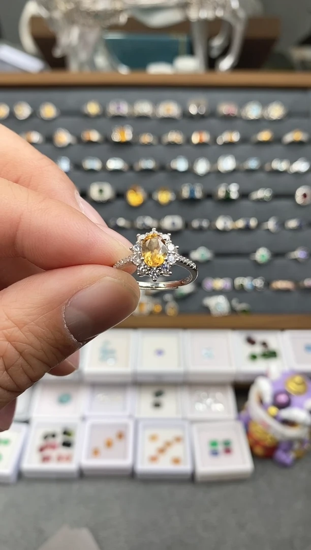 银S925镶嵌戒指黄晶拍下备注身高体重