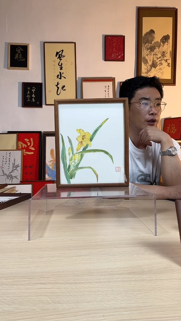 书法花手写手绘摆台挂件实木榫卯