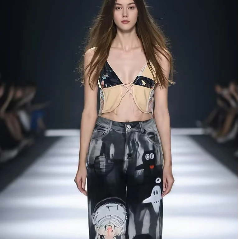 2号【春光明媚】设计潮牌牛仔裤过款偶有微瑕介意慎拍