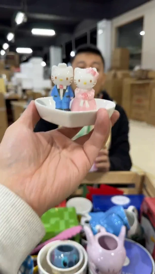 瓷片原盒结婚kt猫戒指首饰盘