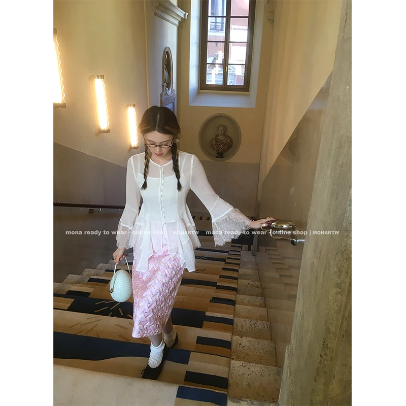 【Mona张绮贤】MONA 飘逸超仙 不规则收腰上衣女 O124E21764