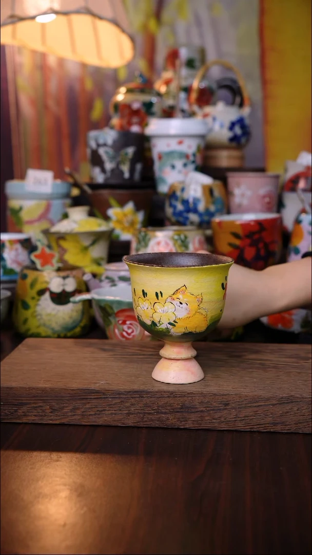 杯子陶泥垚手作 景德镇手工手绘陶瓷器物