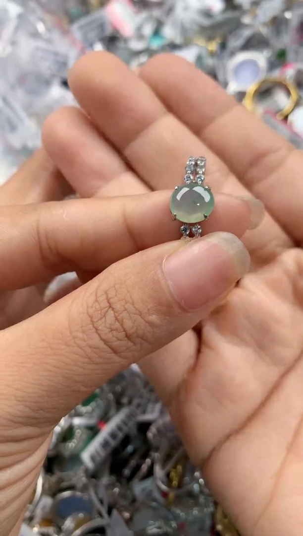 银S925镶嵌戒指翡翠111     1
