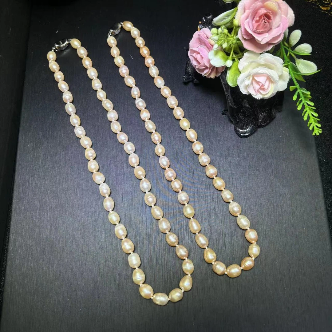 C3236-奥白香槟粉珍珠项链-多样性发其一/配礼盒