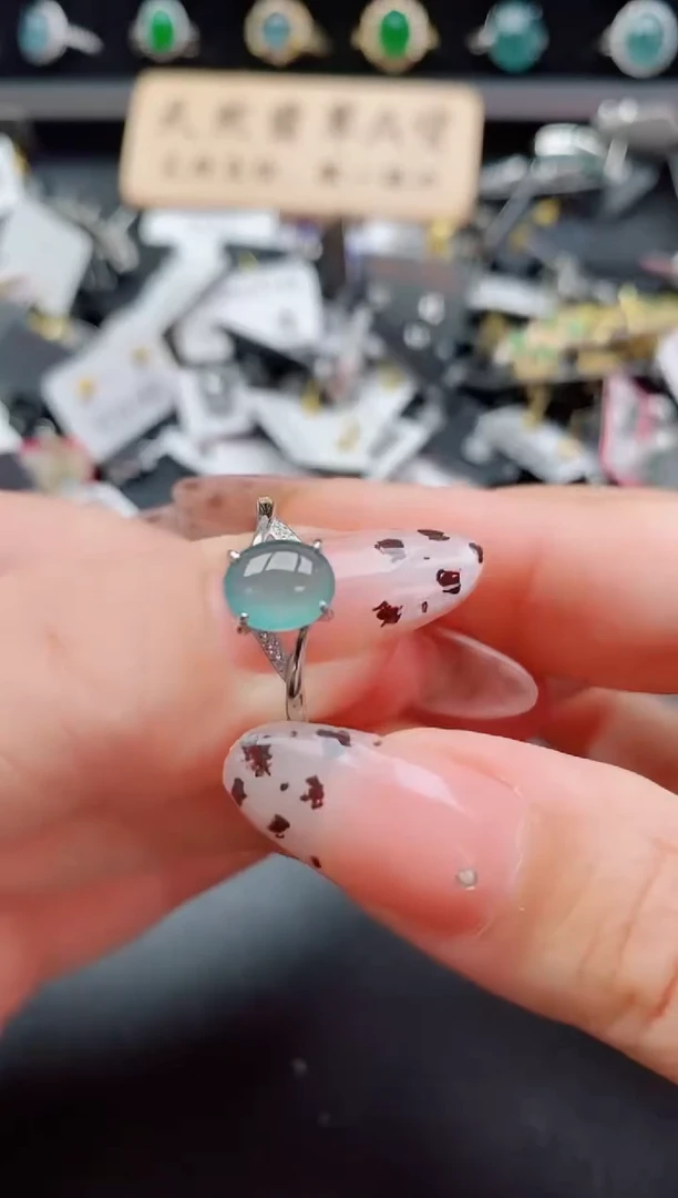 银S925镶嵌戒指翡翠1