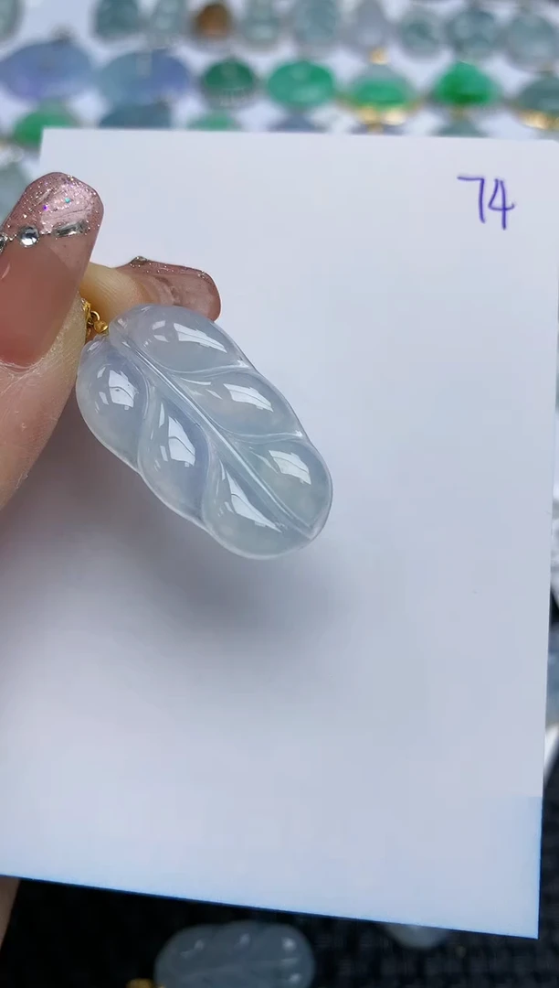 【闪购商品】翡翠挂件18K金镶嵌天然A货翡翠 74